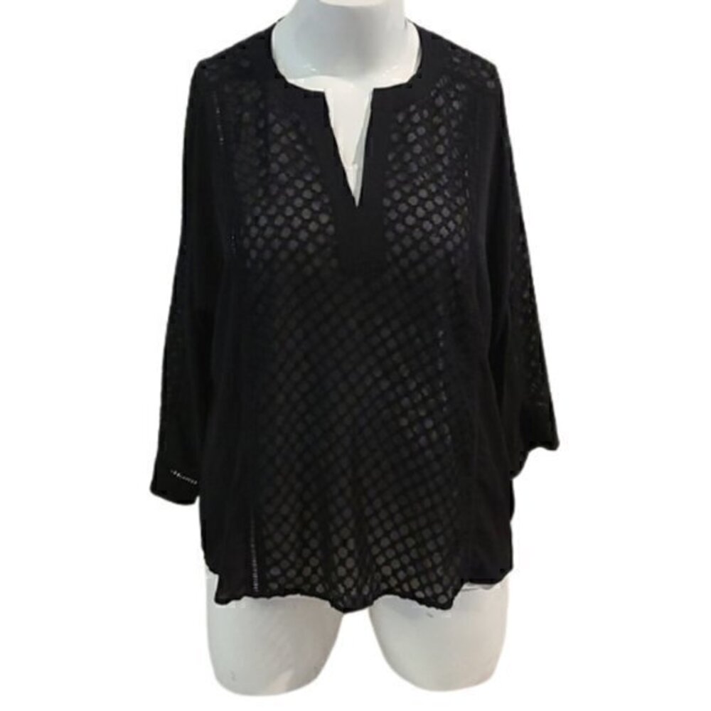 [Chico's] Black V-neck 3/4 Sleeve  - Size 3